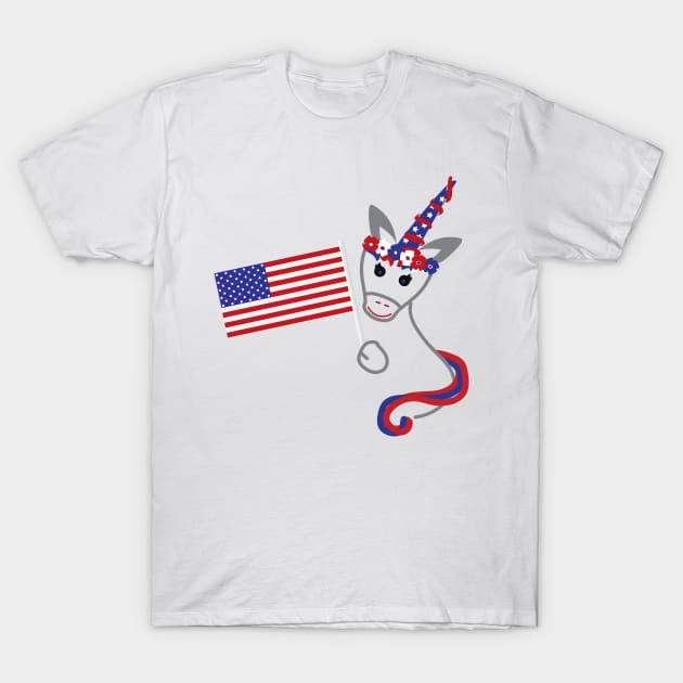 4th of July Unicorn and Usa flag T-Shirt by sigdesign